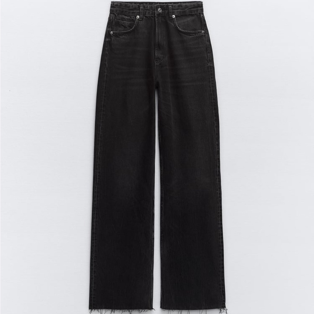 Zara High Rise Wide Leg Jeans Black